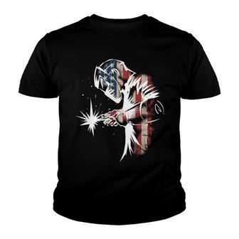 Welder American Flag Usa Patriotic Welder Gift V2 Youth T-shirt - Thegiftio UK