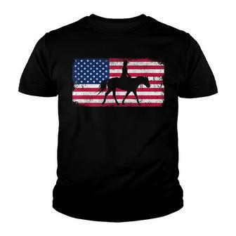 Western Trail Riding Horse American Flag Design Youth T-shirt - Thegiftio UK