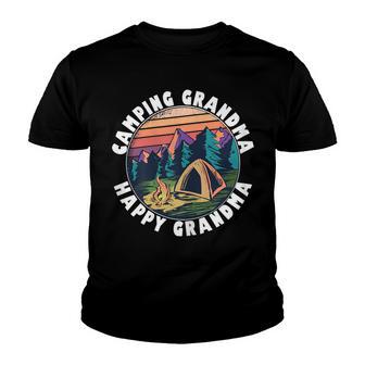 Womens Grandma Camping T Happy Camping Grandmother Gift Youth T-shirt - Thegiftio UK