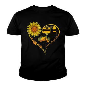 Womens I Am A Simple Woman Dog Wine Flip Flops Sunflower Camping Youth T-shirt - Thegiftio UK