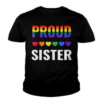 Womens Proud Sister Gay Pride Month Lgbt Ally Family Lesbian Unisex Youth T-shirt - Thegiftio UK