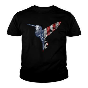 Womens Usa American Flag Dot Art Cute Bird Hummingbird 4Th Of July V2 Youth T-shirt - Seseable