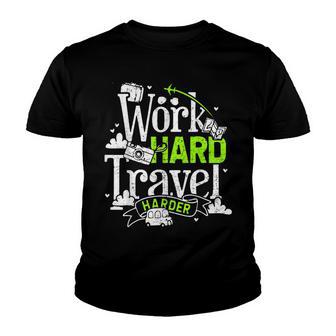 Work Hard Travel Harder Beach Vacation Weekend Getaway Youth T-shirt - Thegiftio UK