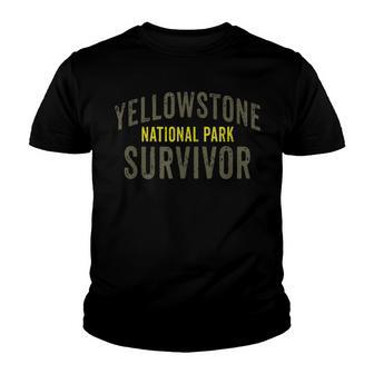 Yellowstone National Park Survivor Camping Rv Hiking Travel Youth T-shirt - Thegiftio UK