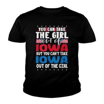You Can Take The Girl Out Of Iowa American Flag Graphic Youth T-shirt - Thegiftio UK