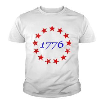 13 Star Flag Betsy Ross Distressed American Usa Flag 1776 Youth T-shirt - Thegiftio UK