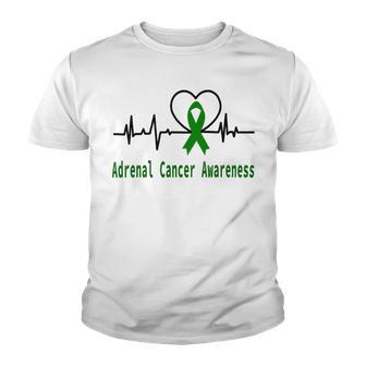 Adrenal Cancer Awareness Heartbeat Green Ribbon Adrenal Cancer Adrenal Cancer Awareness Youth T-shirt | Favorety AU