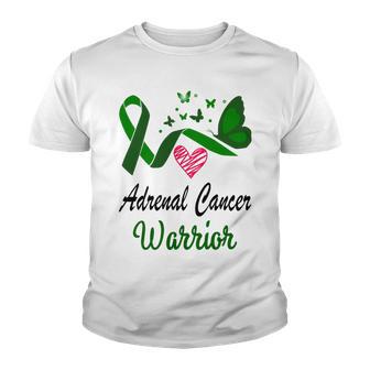 Adrenal Cancer Warrior Butterfly Green Ribbon Adrenal Cancer Adrenal Cancer Awareness Youth T-shirt | Favorety