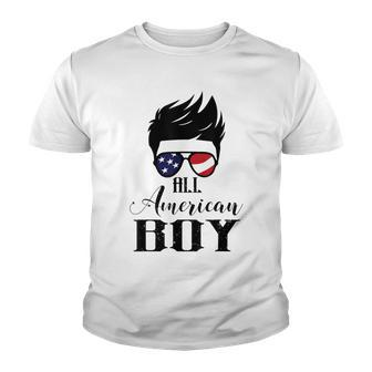 All American Boy 4Th Of July Boys Kids Sunglasses Usa Flag V2 Youth T-shirt - Seseable