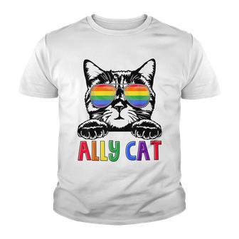 Ally Cat Rainbow Gay Pride Cute Lgbt Animal Pet Lover Youth T-shirt - Thegiftio UK
