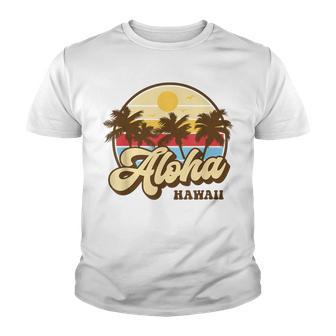 Aloha Hawaii Hawaiian Island Palm Surfboard Beach Surf Retro Youth T-shirt - Thegiftio UK