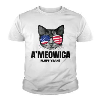 Ameowica Fluff Yeah Patriotic Cat Ameowica Youth T-shirt - Thegiftio UK