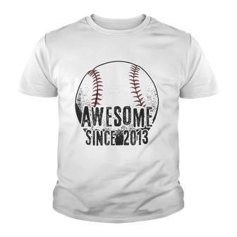 Awesome Since 2013 9 Years Old Baseball Player 9Th Birthday Youth T-shirt | Mazezy