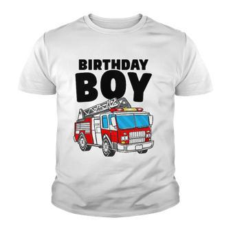 Birthday Boy Fire Truck Firefighter Fireman Birthday Crew Youth T-shirt | Mazezy