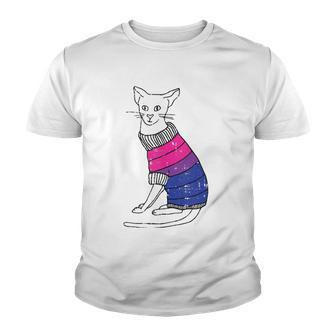 Bisexual Cat Lgbt-Q Pride Cute Kitten Kitty Proud Ally Youth T-shirt | Mazezy