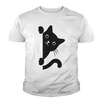 Black Cat Peeking Youth T-shirt | Favorety AU