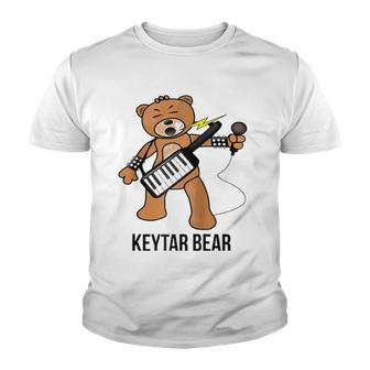 Boston Keytar Bear Street Performer Keyboard Playing Gift Raglan Baseball Tee Youth T-shirt | Mazezy