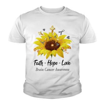 Brain Cancer Awareness Faith Hope Love Youth T-shirt | Favorety