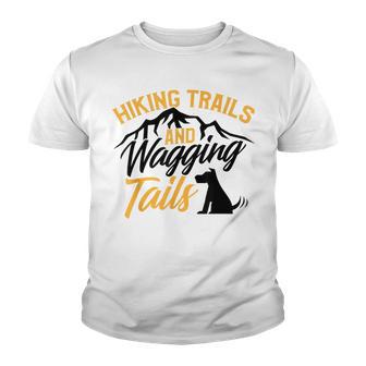 Camping For Dog Owners Hiking Trails Wagging Tails Youth T-shirt - Thegiftio UK
