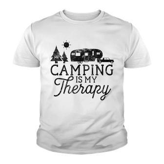Camping Is My Therapy 5Th Wheel Camper Rv Vacation Youth T-shirt - Thegiftio UK