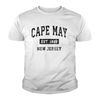 Cape May New Jersey Nj Vintage Sports Design Black Design Youth T-shirt - Thegiftio UK