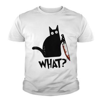 Cat What Murderous Black Cat With Knife Youth T-shirt | Favorety