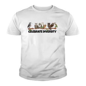 Celebrate Diversity Clothing Type Of Owls Apparel Owl Lovers Youth T-shirt - Thegiftio UK