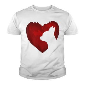 Chihuahua Shape With Red Heart Painting For Valentine Day Youth T-shirt | Favorety DE