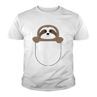 Chillin Sloth Pocket Tee Funny Sloth In Your Pocket Tee Youth T-shirt - Thegiftio UK
