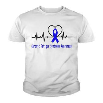 Chronic Fatigue Syndrome Cfs Awareness Heartbeat Blue Ribbon Chronic Fatigue Syndrome Support Cfs Awareness Youth T-shirt - Monsterry UK