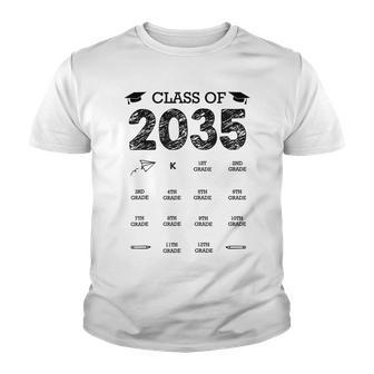 Class Of 2035 Graduation Handprints Grow With Me Youth T-shirt - Thegiftio UK