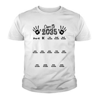 Class Of 2035 Grow With Me Handprint Pre-K 12Th Grade Youth T-shirt - Thegiftio UK