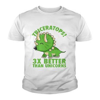 Cool Triceratops 3X Better Than Unicorns Funny Dinosaur Gift Youth T-shirt | Mazezy
