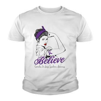 Cornelia De Lange Syndrome Warrior Unbreakable Purple Ribbon Youth T-shirt - Thegiftio UK