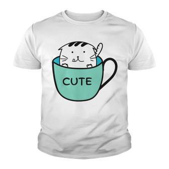 Cute Cat In Mug Youth T-shirt | Favorety UK