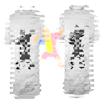 Dabbing Pitbull Romania Soccer Fans Jersey Romanian Football Youth T-shirt | Mazezy