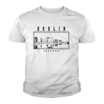 Dublin Ireland Vintage Skyline Black & White Vintage Dublin Youth T-shirt | Mazezy