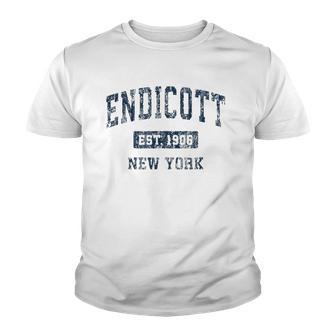 Endicott New York Ny Vintage Sports Design Navy Youth T-shirt - Thegiftio UK