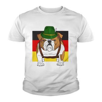 English Bulldog Oktoberfest Lederhosen Alpine Hat Prost Youth T-shirt - Thegiftio UK