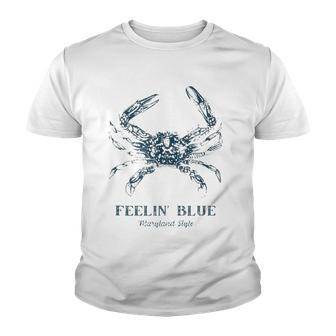 Feelin Blue Maryland Style Retro Crab Youth T-shirt | Mazezy