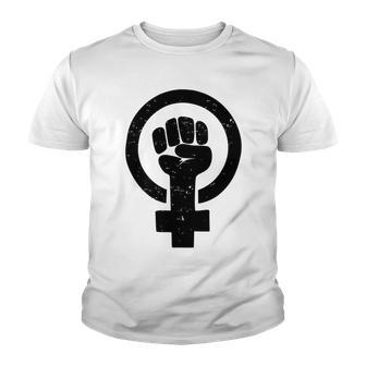 Feminist Raised Fist - Distressed Fitted Youth T-shirt | Favorety CA