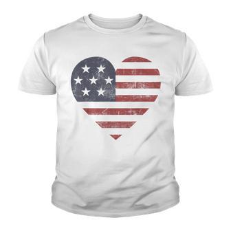Fourth Of July Flag Heart Stars And Stripes Graphic Youth T-shirt - Thegiftio UK