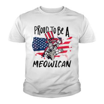 Fourth Of July Meowican Funny Cat American Independence Day Youth T-shirt - Thegiftio UK