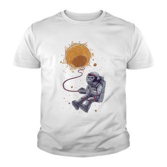 Funny Astronaut Monkey Blowing Sun V2 Youth T-shirt | Favorety UK