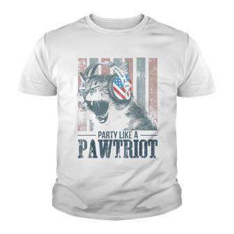 Funny Cat Lover Patriotic Fourth Of July Youth T-shirt - Thegiftio UK