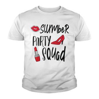 Funny Slumber Party Squad Sleepover Pajama Nails And Makeup Youth T-shirt - Thegiftio UK