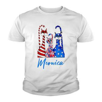 Funny Tie Dye Meowica 4Th Of July Cat Lovers Patriotic Youth T-shirt - Seseable