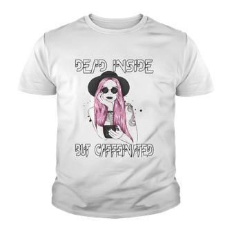 Halloween Dead Inside But Caffeinated Halloween Outfit Youth T-shirt - Thegiftio UK