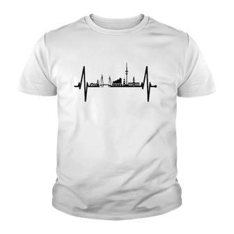 Hamburg Skyline Heartbeat Germany Lover I Love Hamburg Youth T-shirt | Mazezy