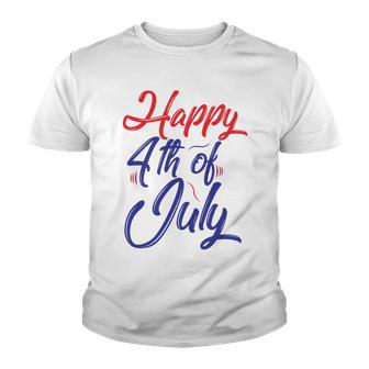 Happy 4Th Of July Dark Red Blue Text Youth T-shirt | Favorety CA